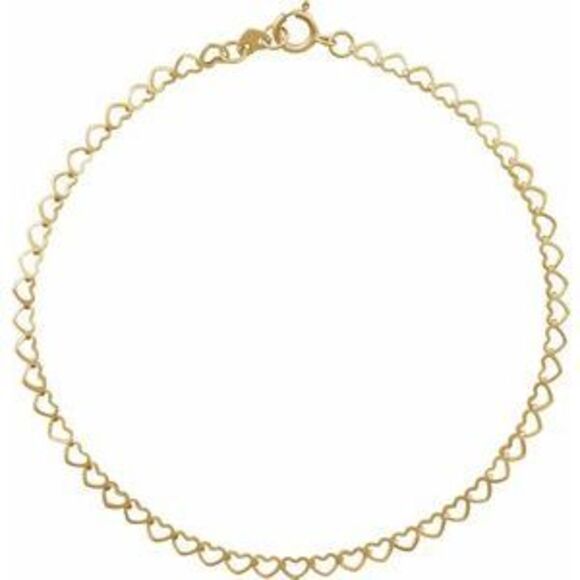 Kazi Luxury 14K Yellow 2.5 mm Heart 7 Chain